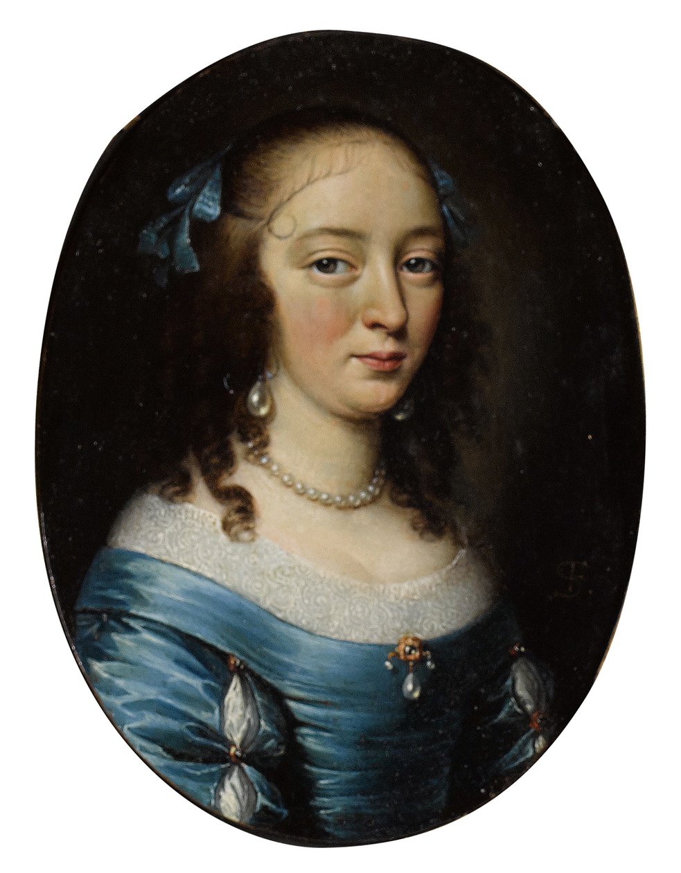 Portrait of an Elegant Lady, Half-Length, in a Blue Dress by Franciszek Smiadecki