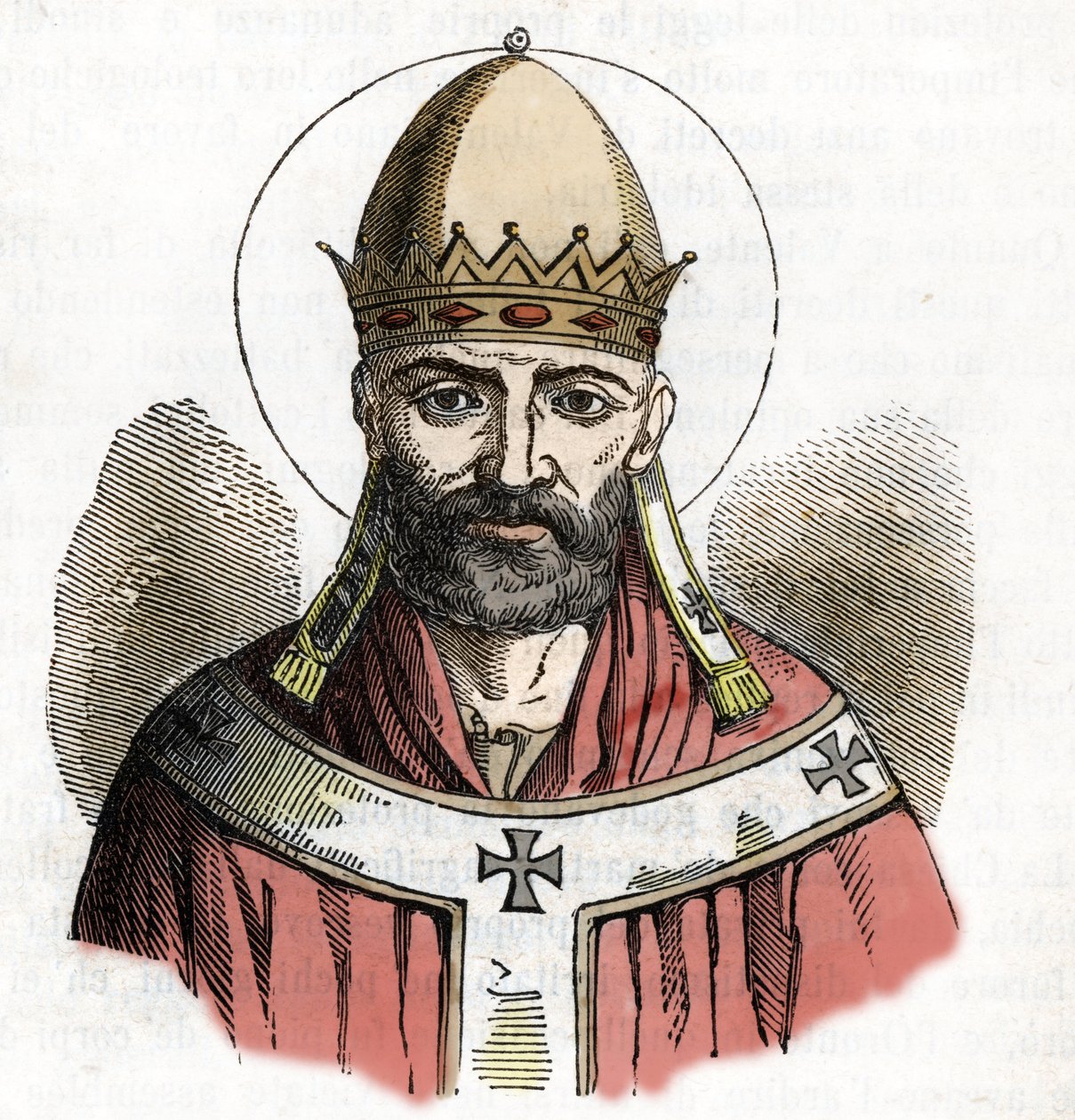 Portrait of Pope Damasus I, drawing from 'I misteri del Vaticano' by ...