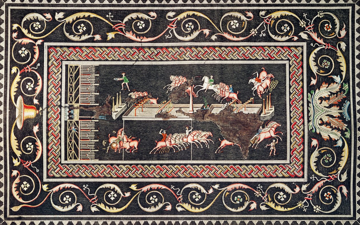 Representation of a mosaic discovered in Lyon depicting Circus games, 1806 by Francois Artaud
