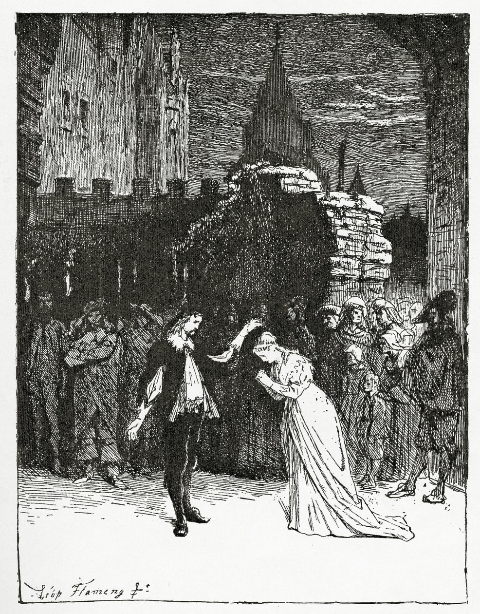 Didier bids farewell to Marion de Lorme, 19th Century by Francois Flameng