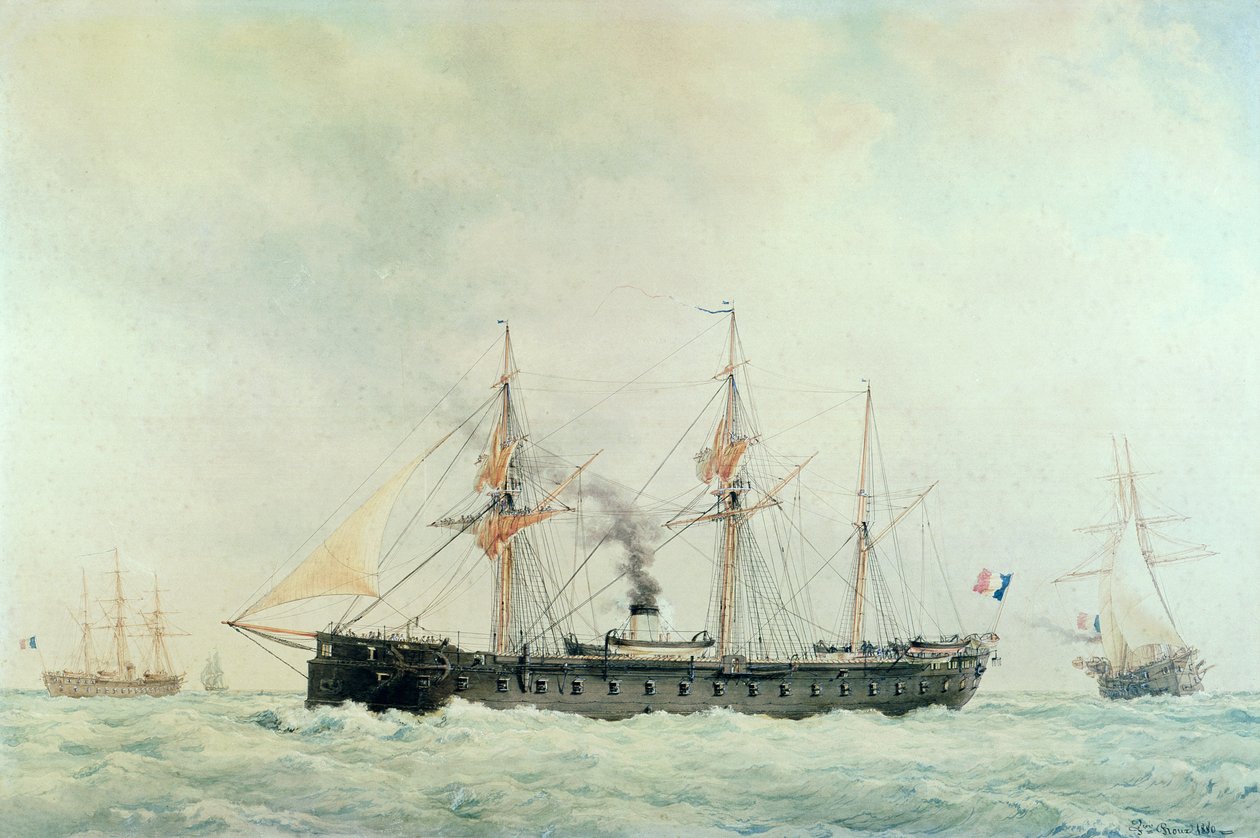 The French Battleship, La Gloire by Francois Geoffroy Roux