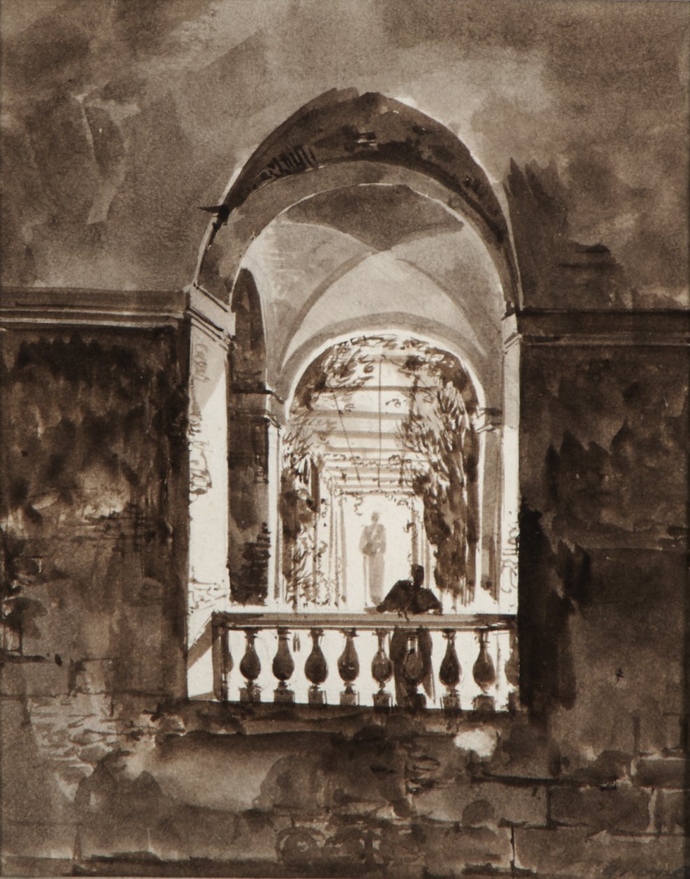 Figure on a Balcony by Francois-Marius Granet