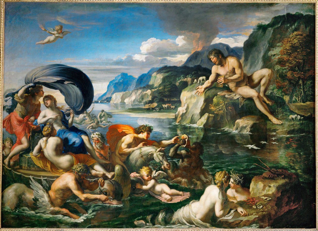Acis and Galatea Hiding Before Polyphemus by Francois (1590 1650) (after) Perrier