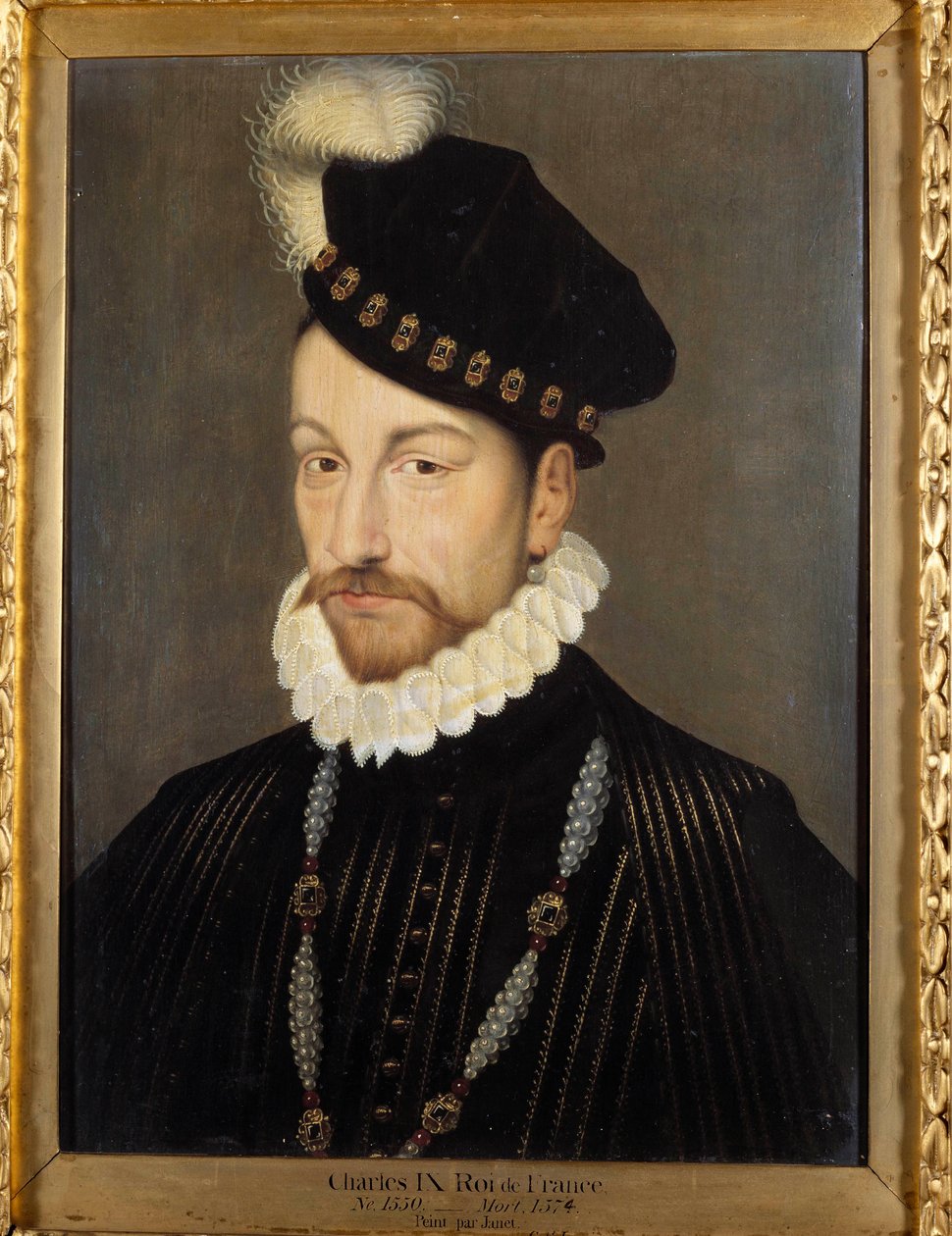 Portrait of Charles IX, King of France (detail) by Francois (workshop of) Clouet