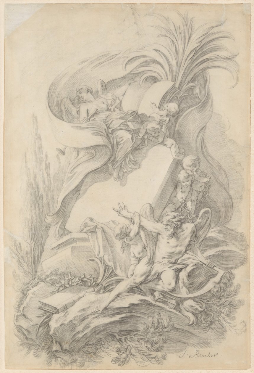 Design for a Frontispiece: Love Staying the Hand of Time by François Boucher