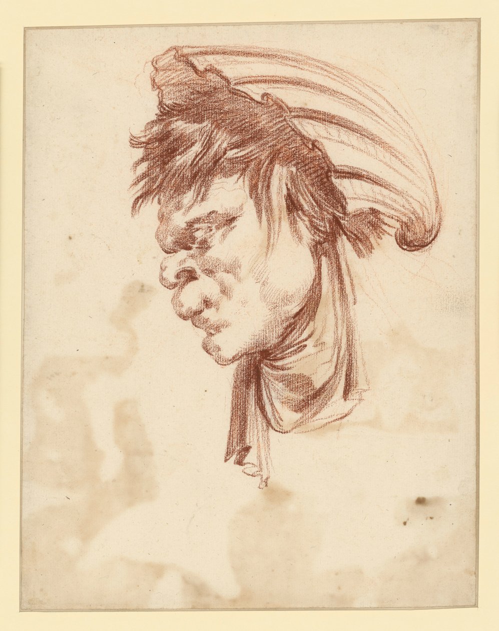 Grotesque Head in Profile with a Shell as Headgear by François Boucher