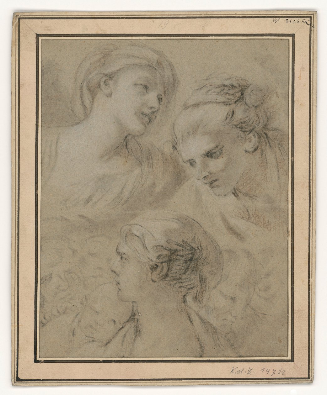 Head Studies Exemplifying Various Emotions by François Boucher