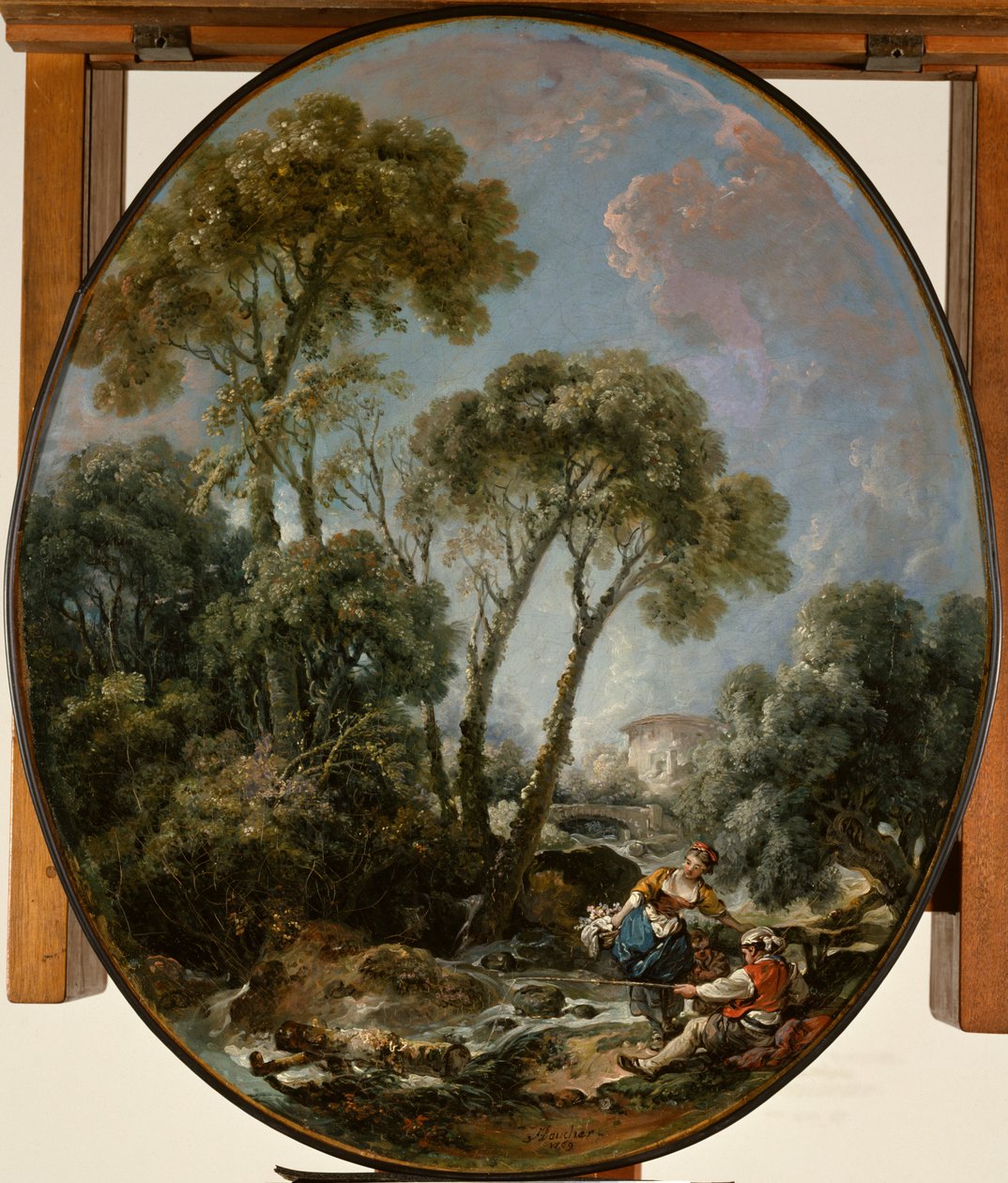 Landscape with Fisherman and a Young Woman by François Boucher