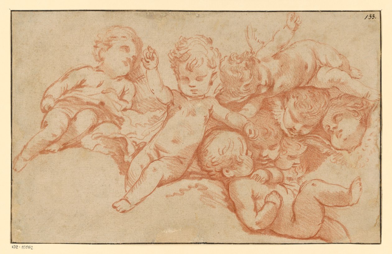 Playing Putti (Counterproof) by François Boucher