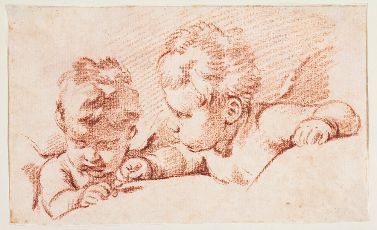 Two Putti. Draft for Door Panel at Amalienborg by François Boucher