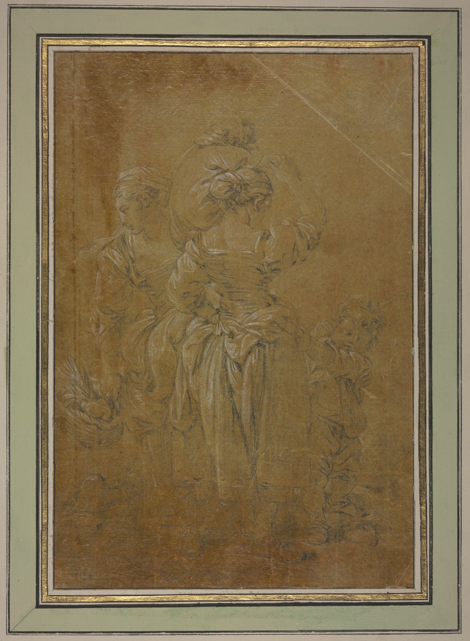 Two Peasant Women with Two Boys by François Boucher