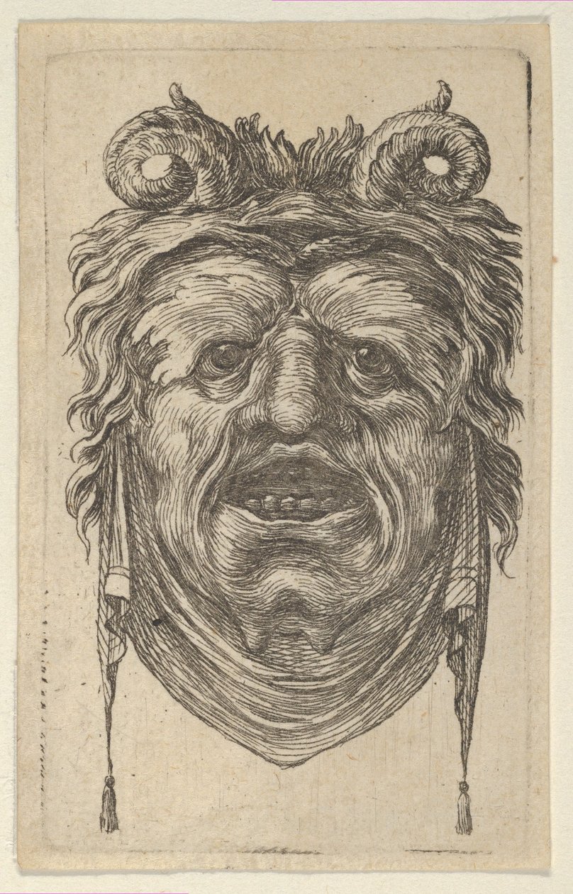 Satyr Mask with Curled Horns, Leafy Eyebrows and a Cloth Hanging Beneath the Chin, ca. 1635-45 by Francois Chauveau