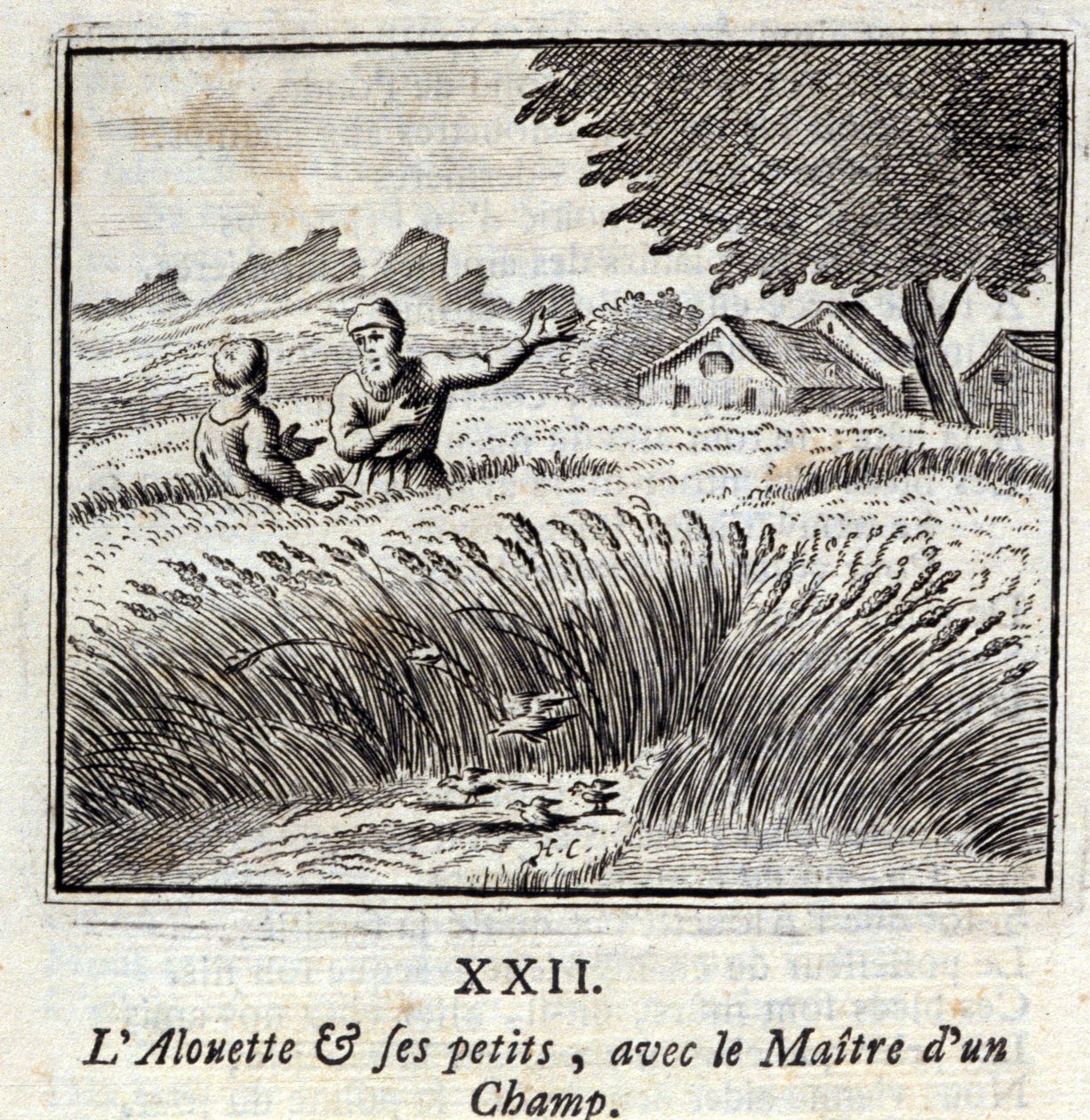 The Lark and its Little Ones with the Master of a Field (Illustration by François Chauveau) by Francois Chauveau
