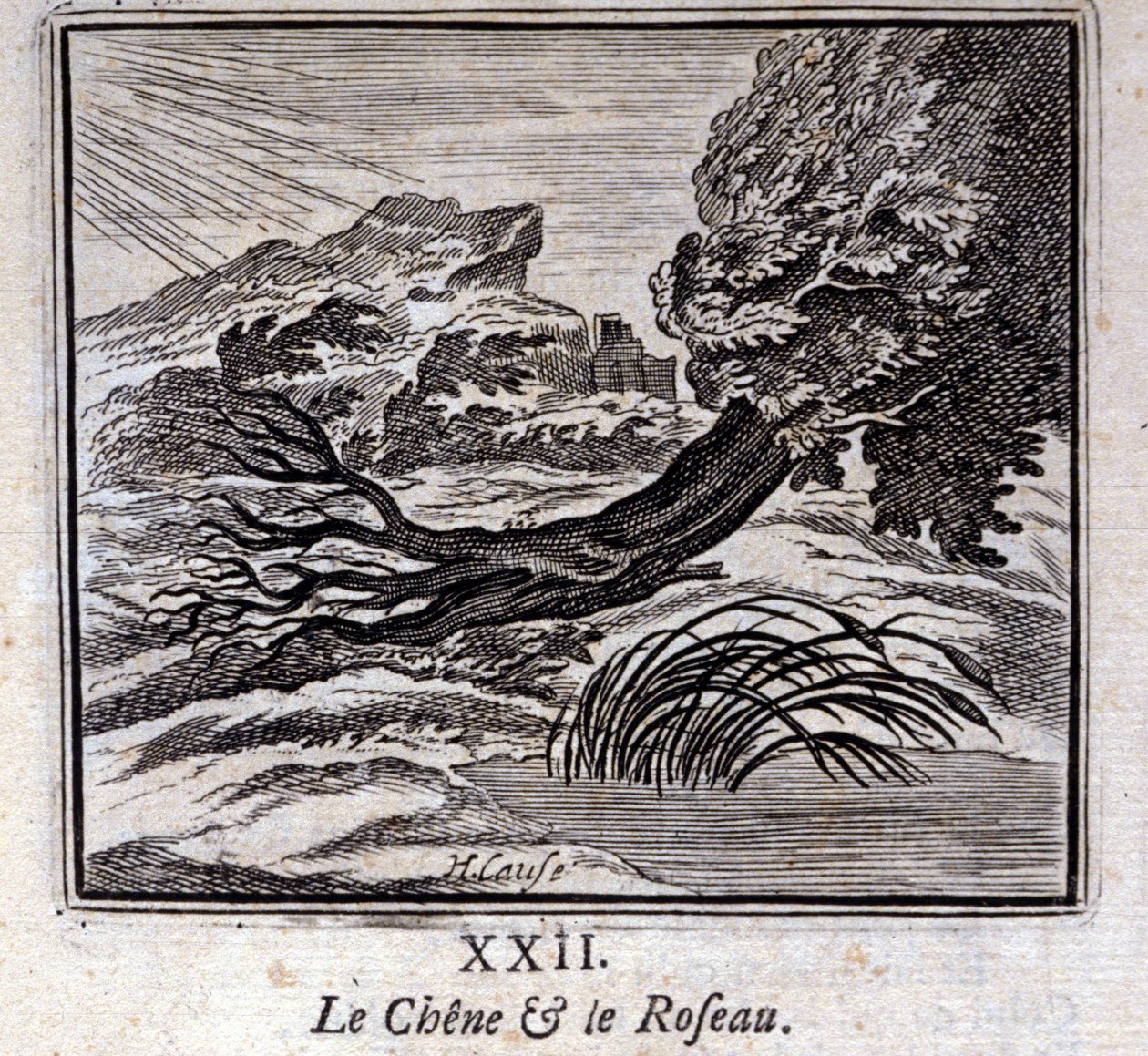 The Oak and the Reed. Fables by Jean de La Fontaine. Illustration by ...