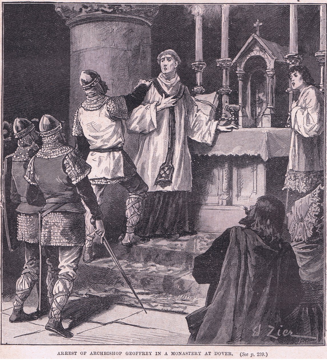 Arrest of Archbishop Geoffrey in a Monastery at Dover AD 1191 by Francois Edouard Zier