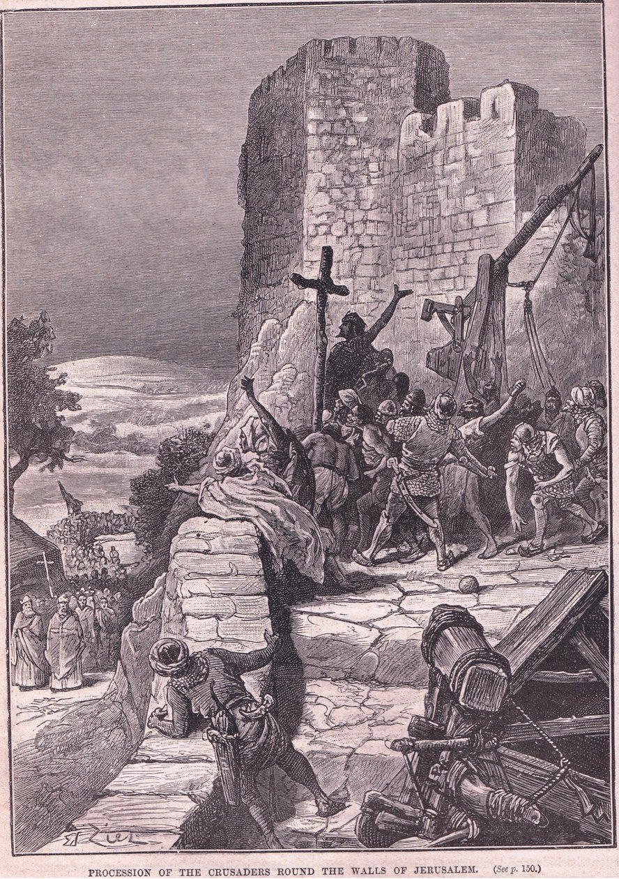Procession of the Crusaders Round the Walls of Jerusalem AD 1097 by Francois Edouard Zier