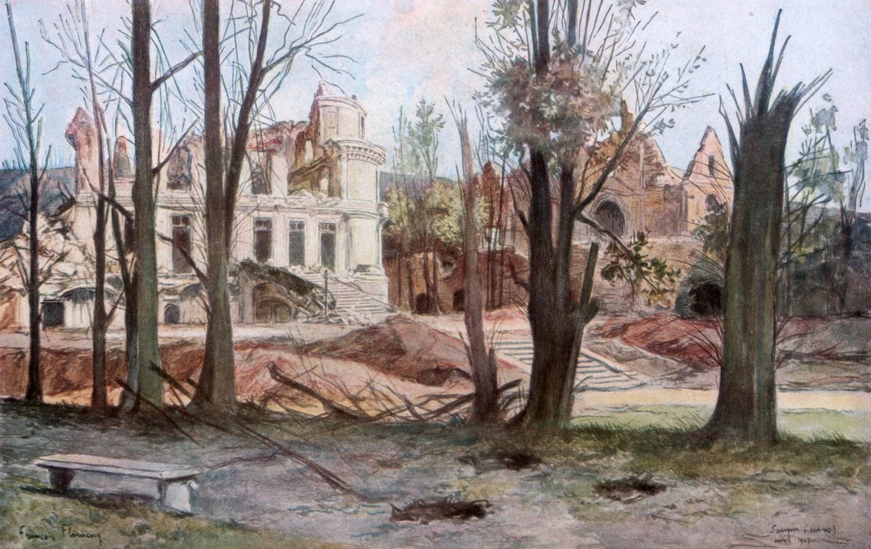 The Ruins of a House, Soupir, First World War, April 1917 by Francois Flameng