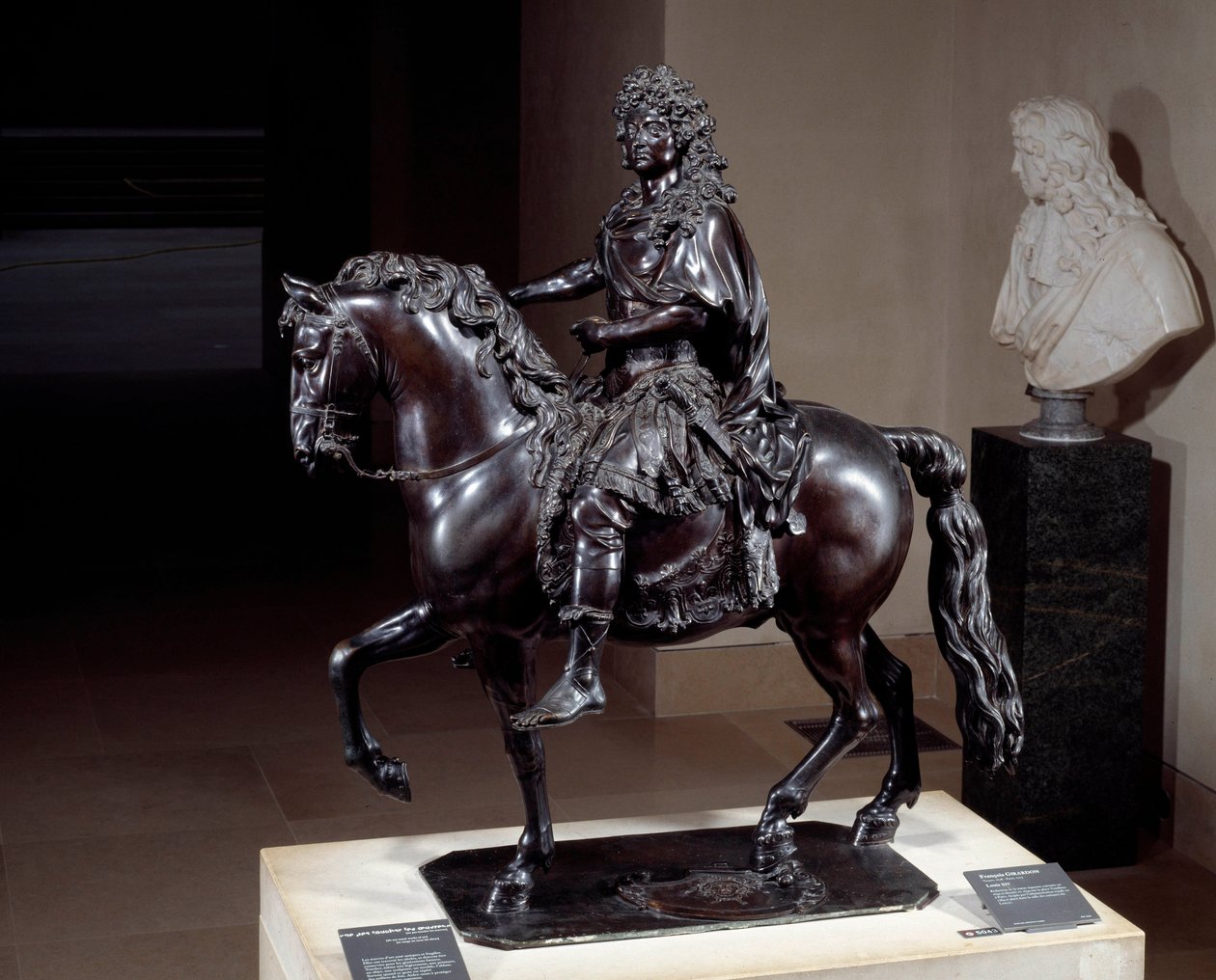 Equestrian statue of King Louis XIV (1638-1715) in bronze melted with lost wax. Sculpture by Francois Girardon (1628-1715) by Francois Girardon