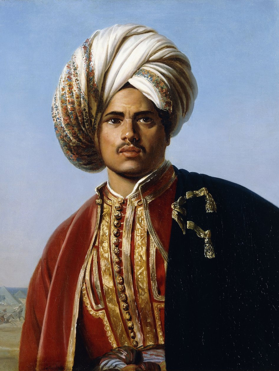 Portrait of an Ottoman Prince, Half Length, in Red and Gold by Francois Henri Alexandre La Fond