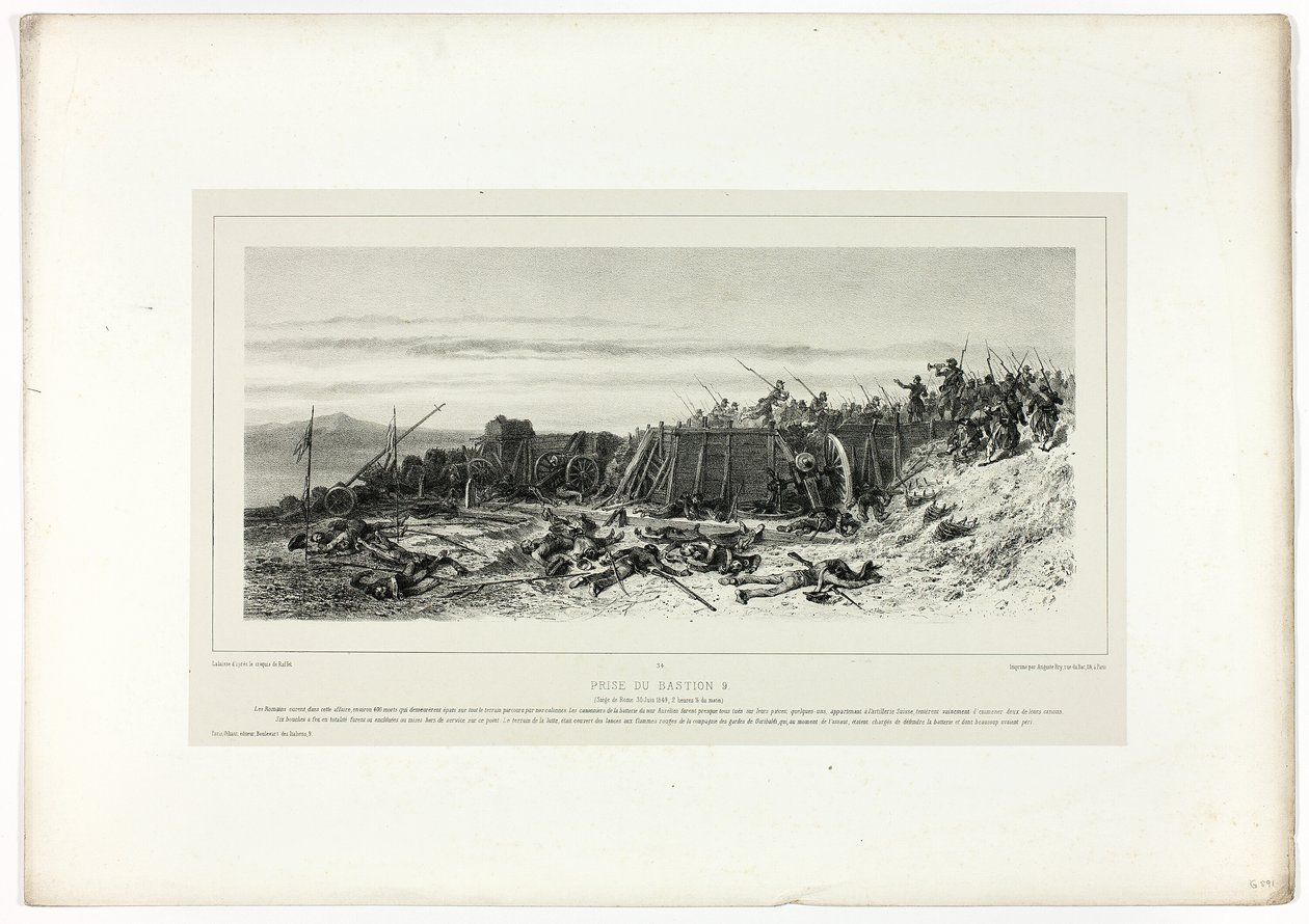 Capture of Bastion no. 9, from Souvenirs of Italy: Expedition of Rome by Francois Hippolyte Lalaisse
