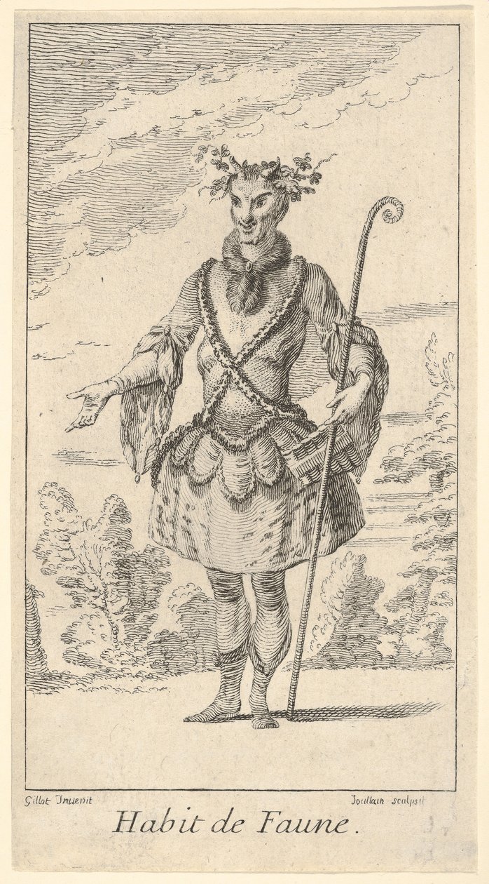 Habit de Faune: a faun, a cane in his right hand by Francois Joullain