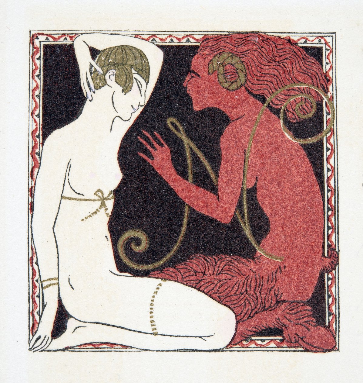 Letter N, from Personages de Comedie by Francois Louis Schmied