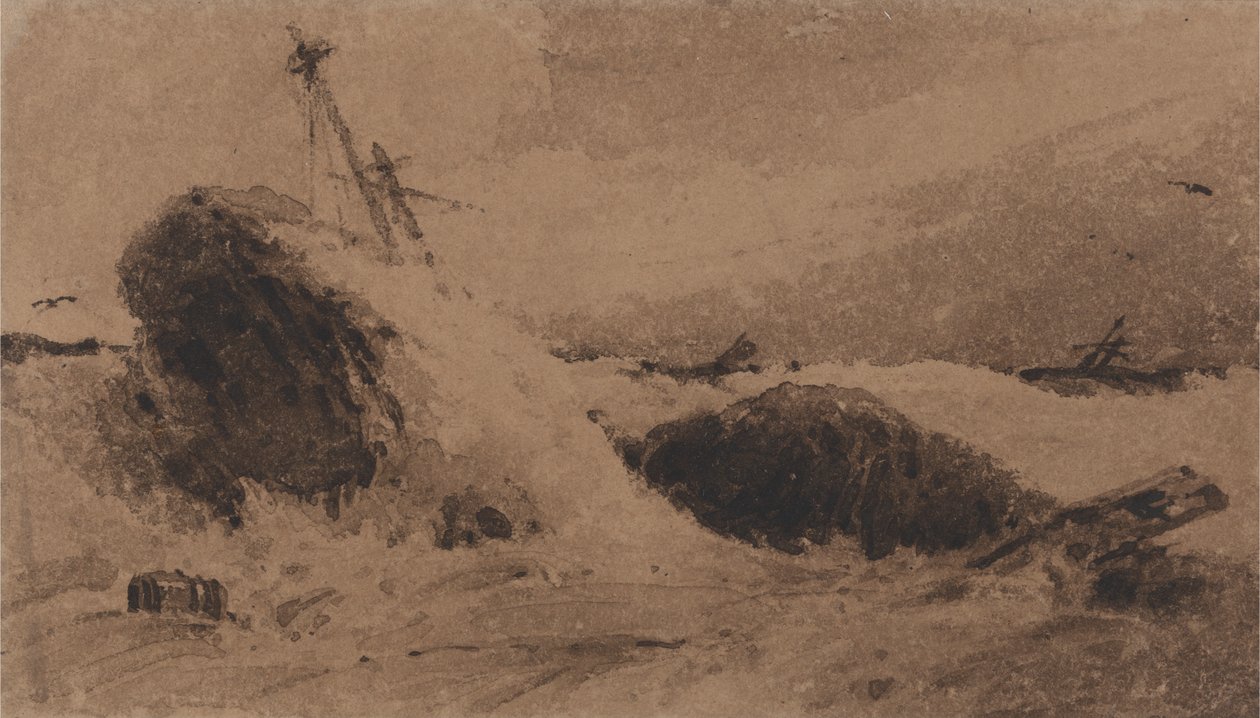 Wrecked Ship in a Stormy Sea by Francois Louis Thomas Francia