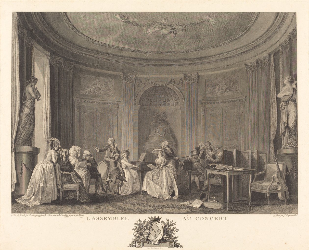 The Concert Assembly by Francois Nicolas Barthelemy Dequevauviller after Nicolas Lavreince