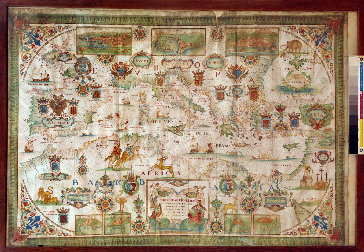 Geographic Map of the Mediterranean Sea by Francois Ollive