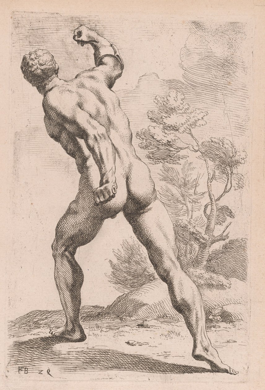 The Borghese Gladiator, back view (plate 29) by Francois Perrier