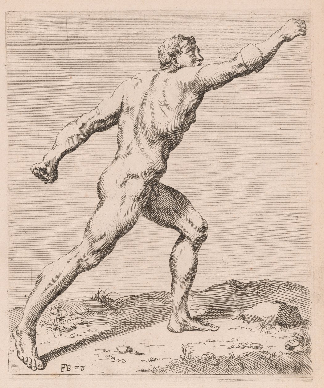 The Borghese Gladiator, side view, turned to right (plate 28) by Francois Perrier