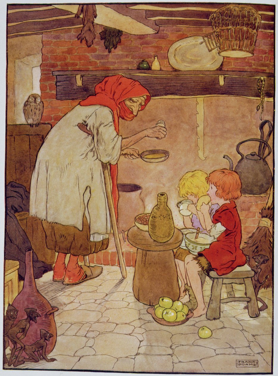 Hansel and Gretel are Fed by the Witch, Illustration from 'The ...