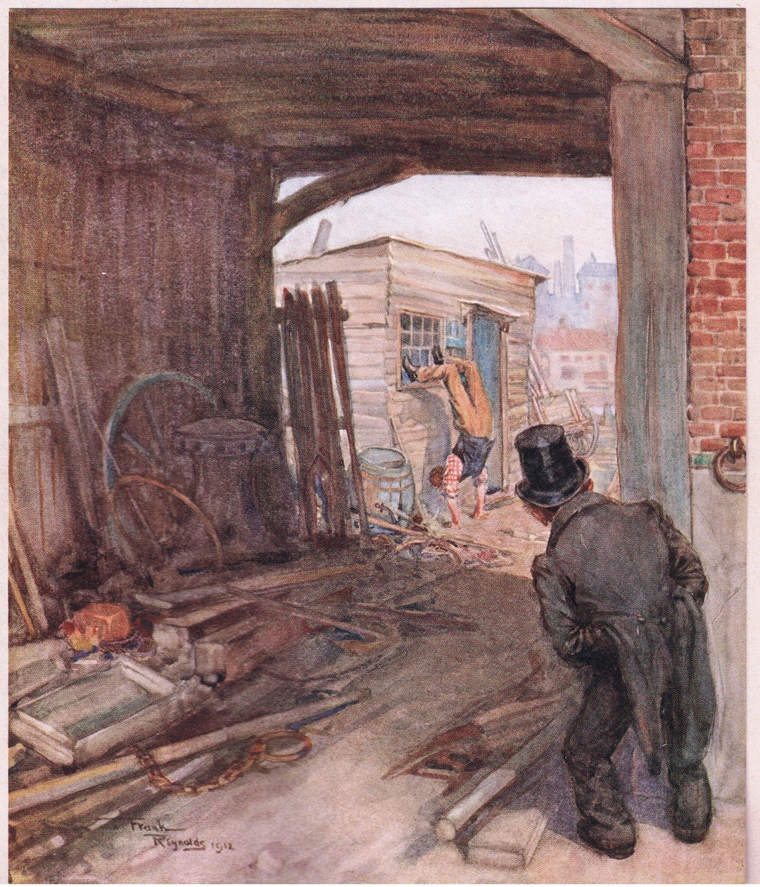 Arrived at His Destination, the First Object That Presented Itself to His View Was a Pair of Very Imperfectly Shod Feet in the Air by Frank Reynolds