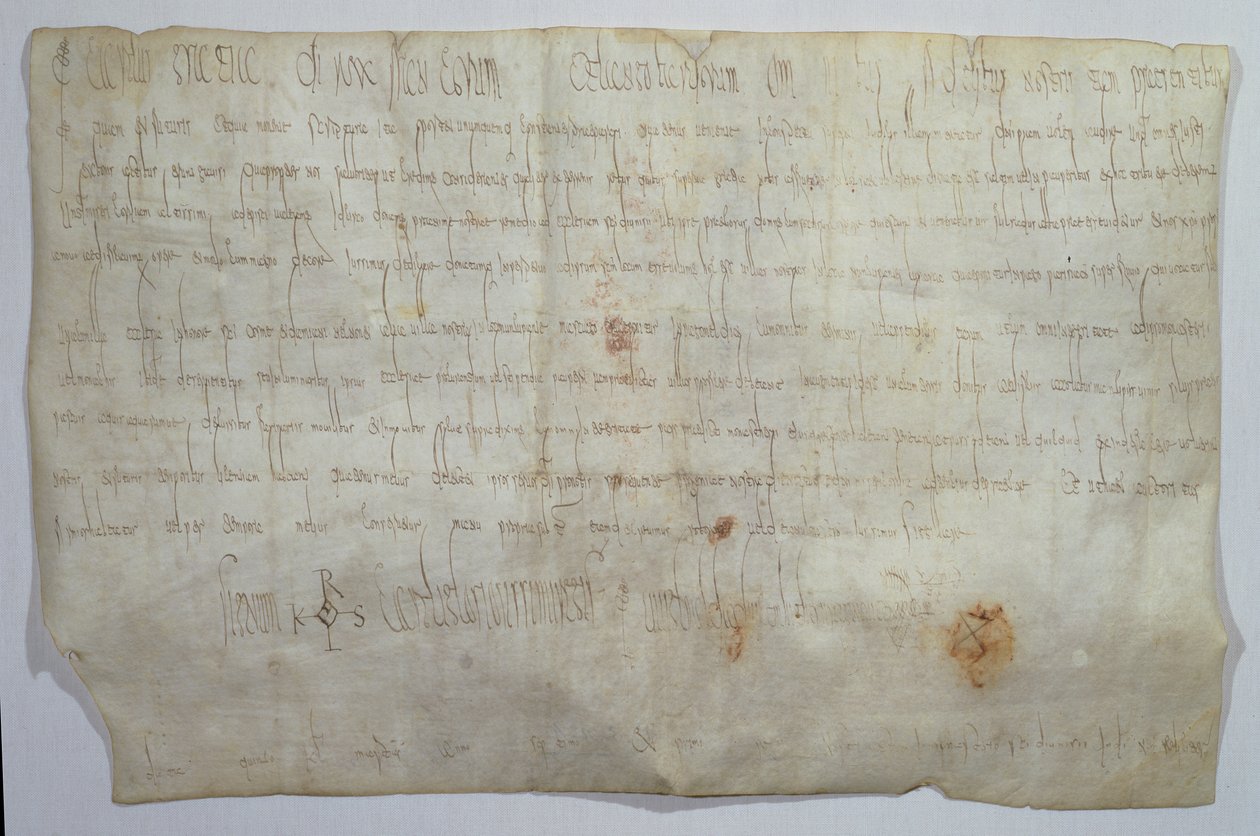 Document Signed by Emperor Charlemagne with His Monogram by Frankish School