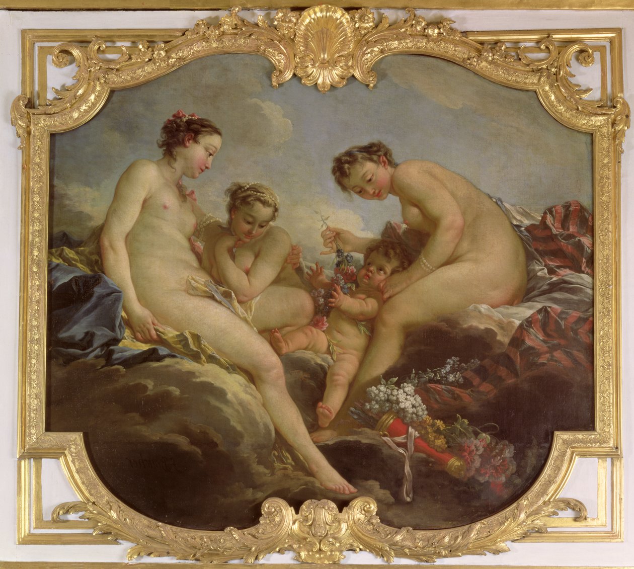 The Three Graces, Decorative Panel from the Bedroom of the Princess of Rohan, c.1735-40 by François Boucher