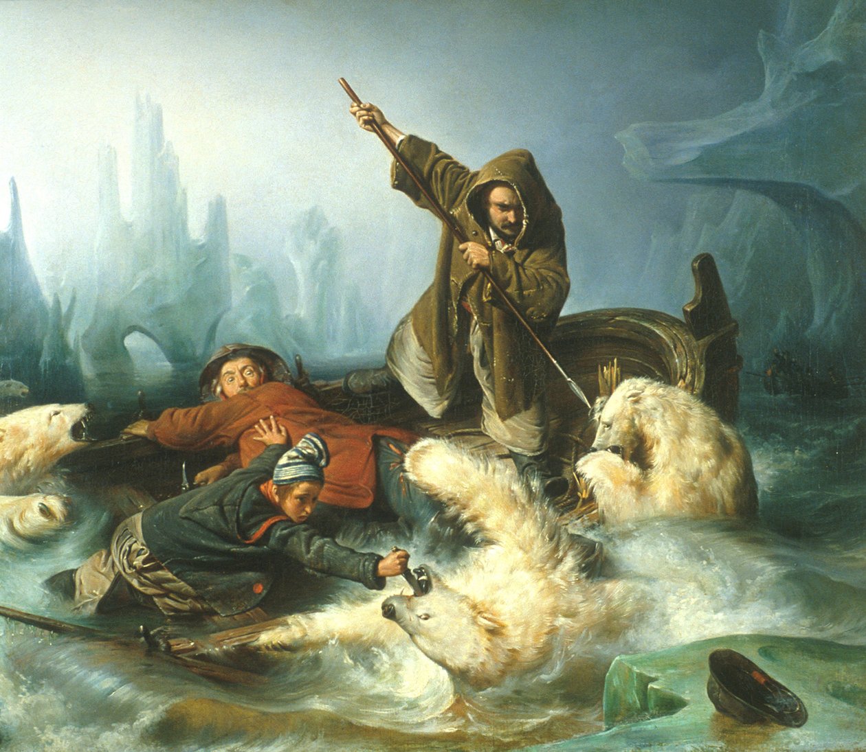 Fight with Polar Bears by François Auguste Biard