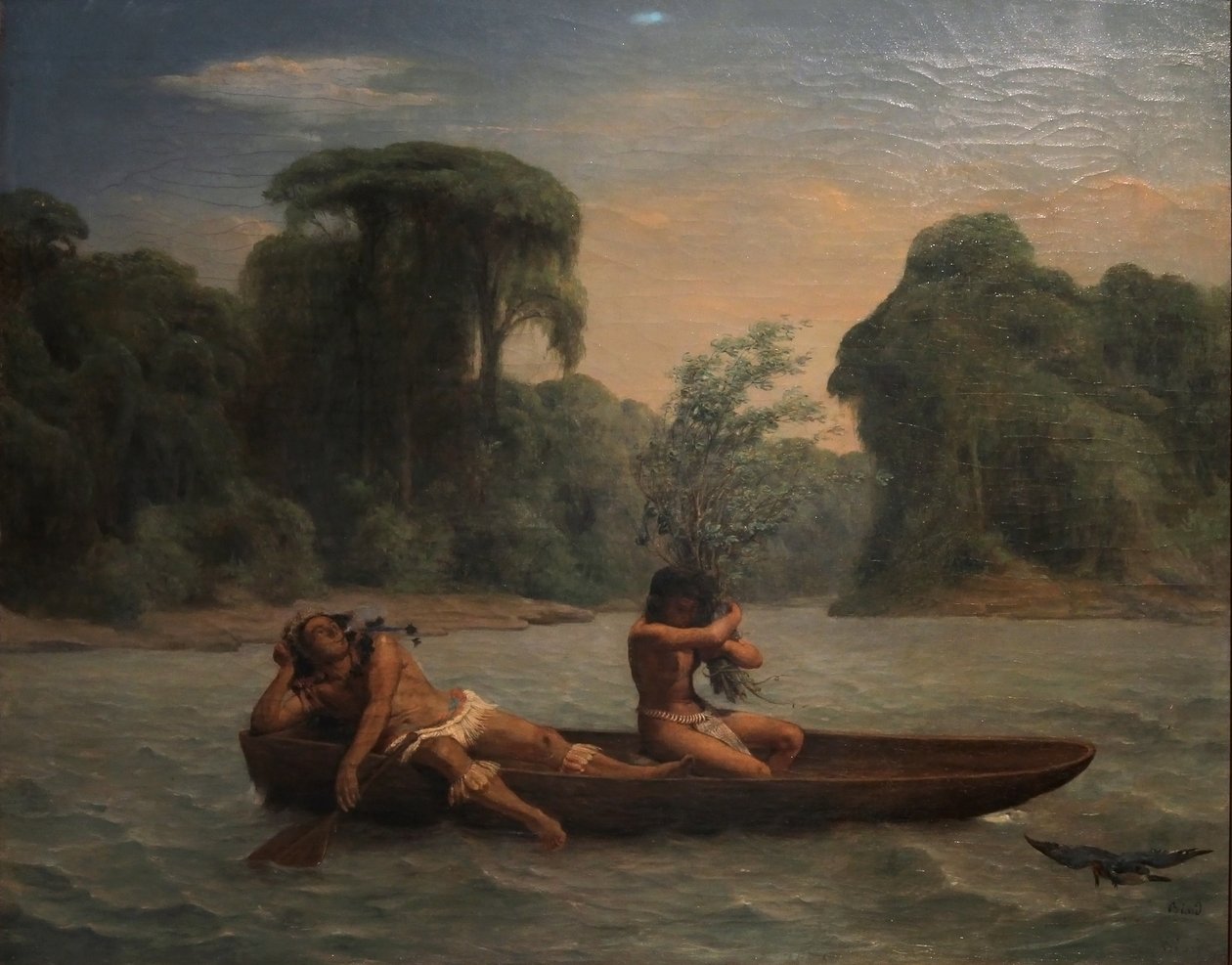 Two Indians in a Canoe by François Auguste Biard