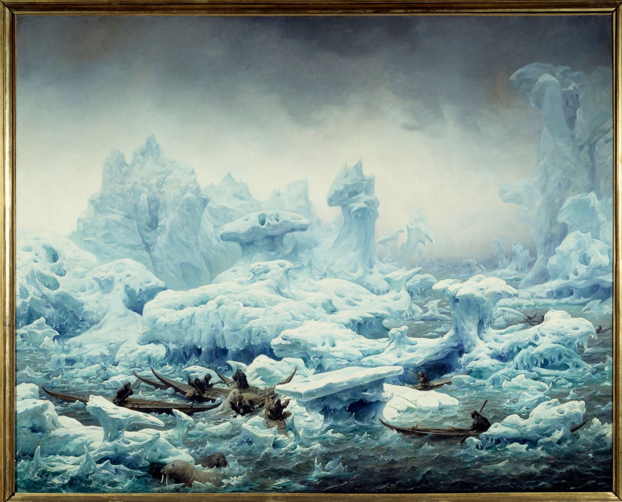 Fishing for Walrus in the Arctic Ocean by François Auguste Biard