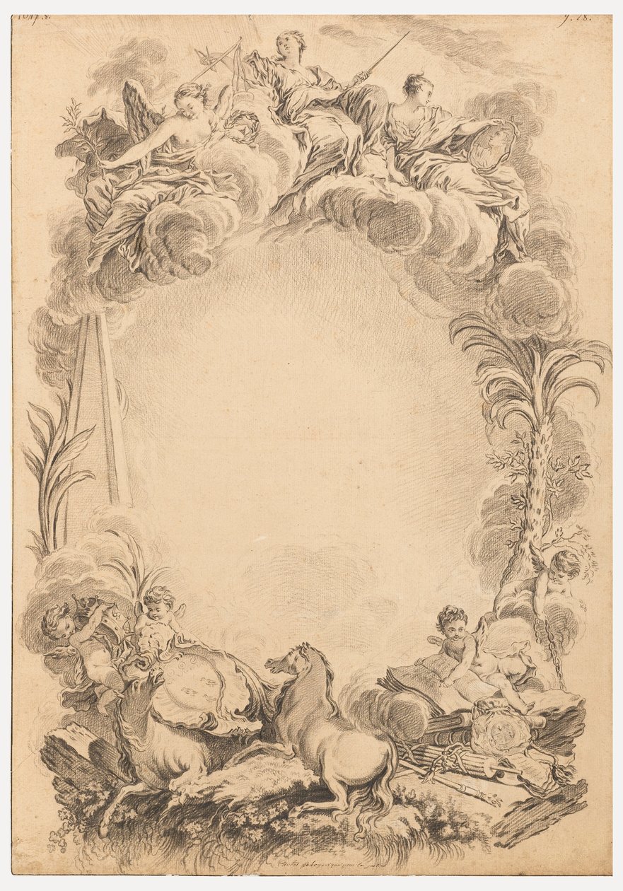 Design for an Escutcheon in Honor of William Earl Cowper (ca. 1665-1723) by François Boucher