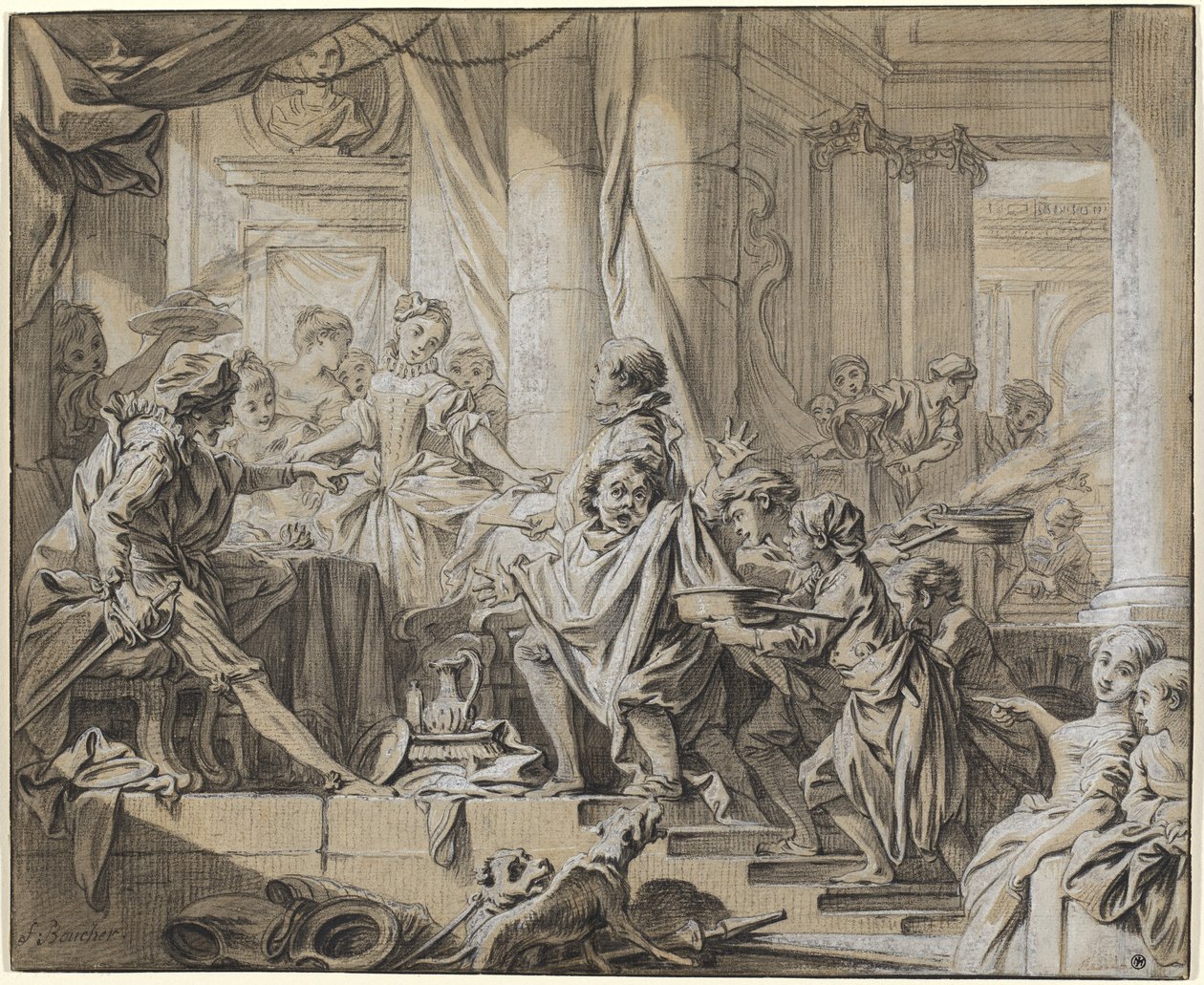 Sancho Fleeing from the Servants of the Duke by François Boucher