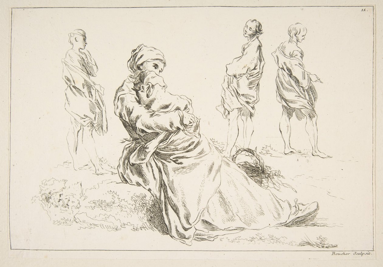 Sheet of Sketches, 1753 by François Boucher