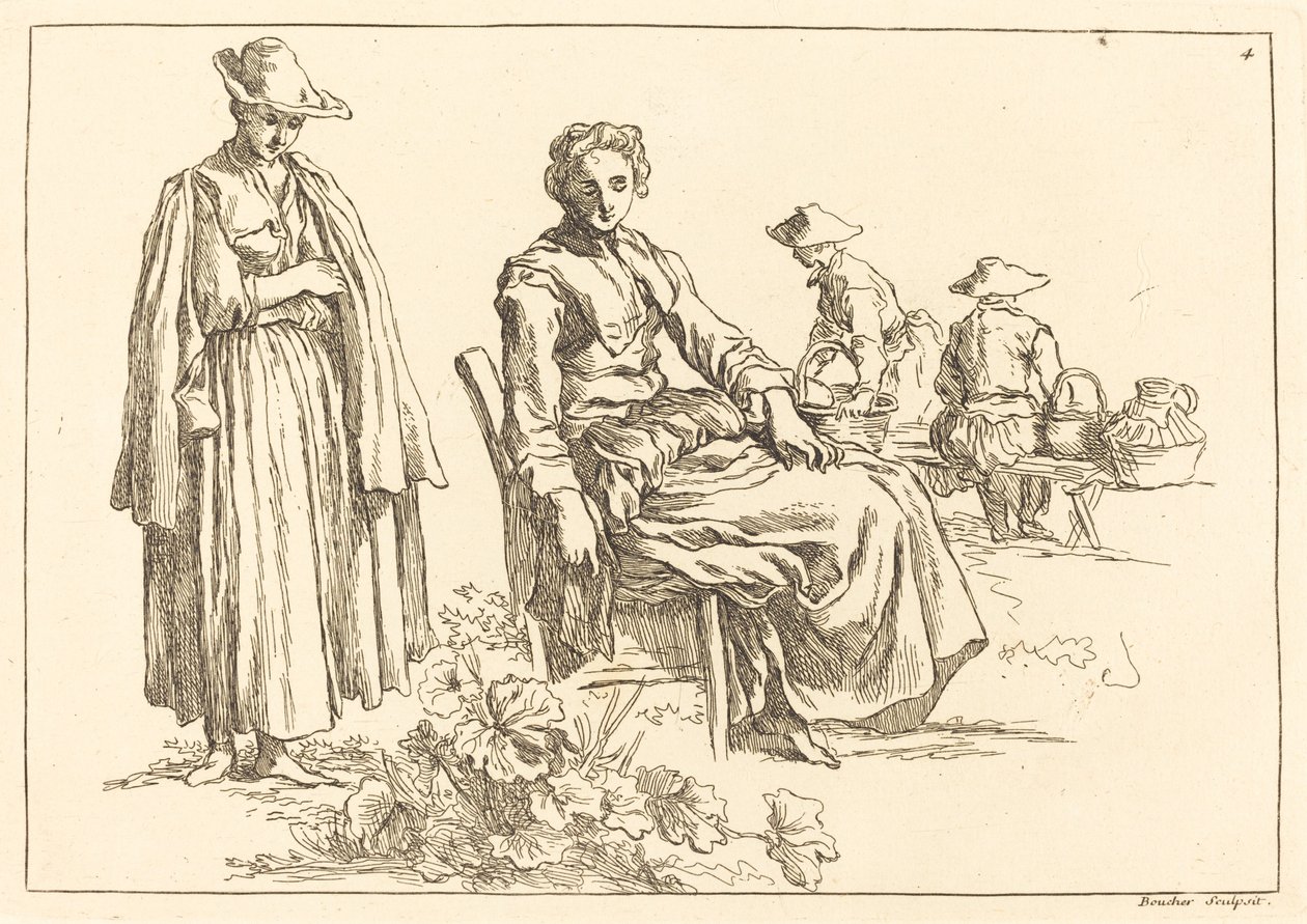 Figures in a Landscape by François Boucher after Abraham Bloemaert