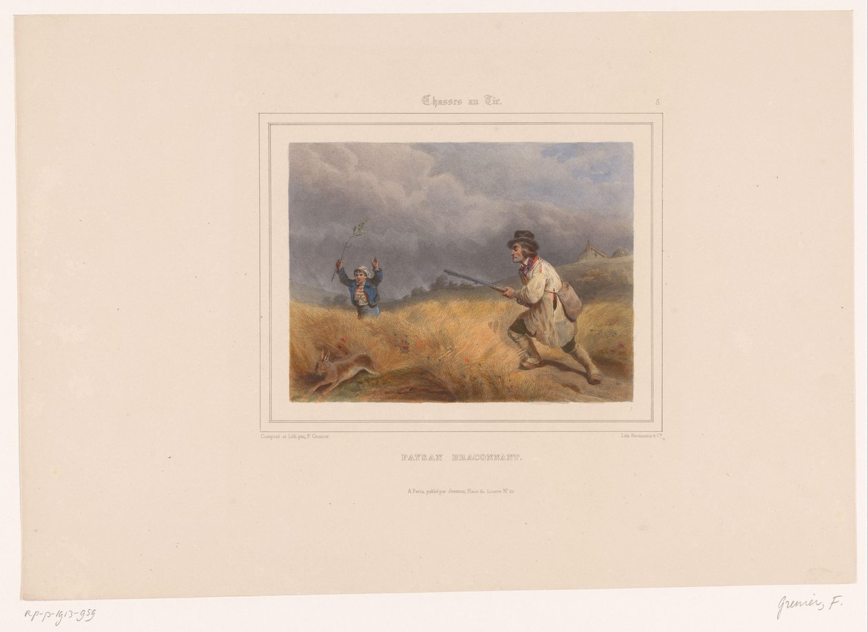 Two Poachers Chasing a Hare by François Grenier