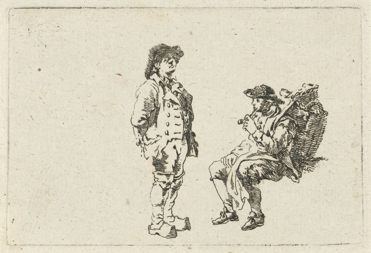Farmer and pipe-smoking man by François Joseph Pfeiffer (II)