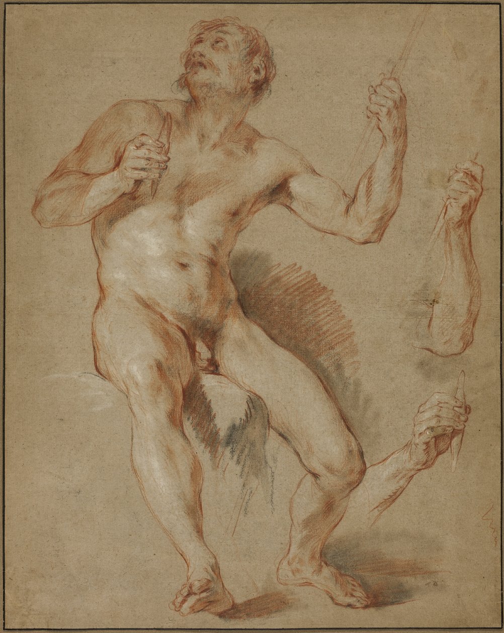 Hercules Seated, Study for Hercules and Omphale by François Le Moyne