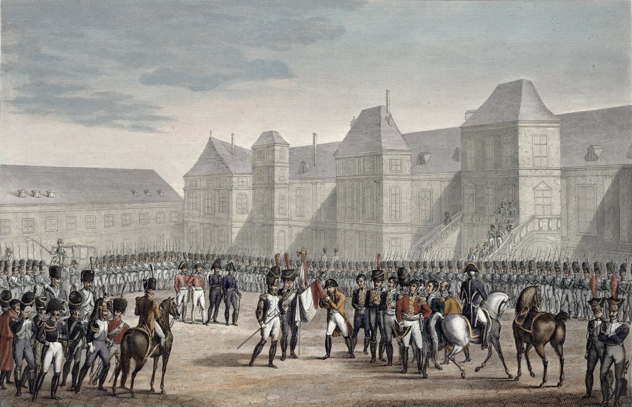 The abdication of Napoleon and his departure from Fontainebleau for Elba, 20th April 1814 by François Pigeot