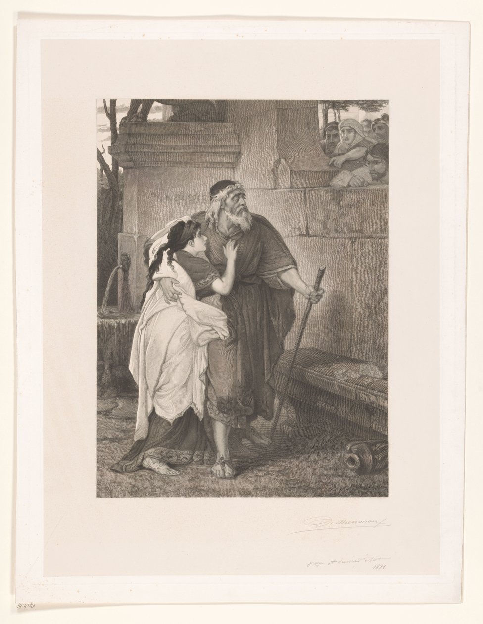 Blind Oedipus Led by Antigone by François de Meersman (signed by artist)