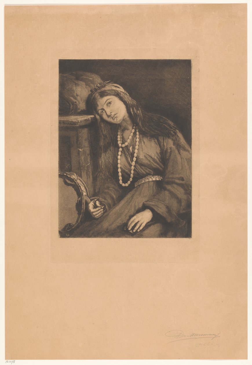 Resting Musician with Castanets and Tambourine (Mignon) by François de Meersman (signed by artist)