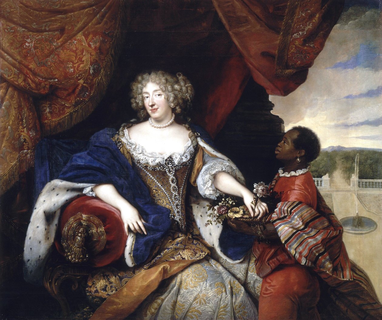 Portrait of Elizabeth Charlotte of the Palatine with Her Slave by Francois de Troy