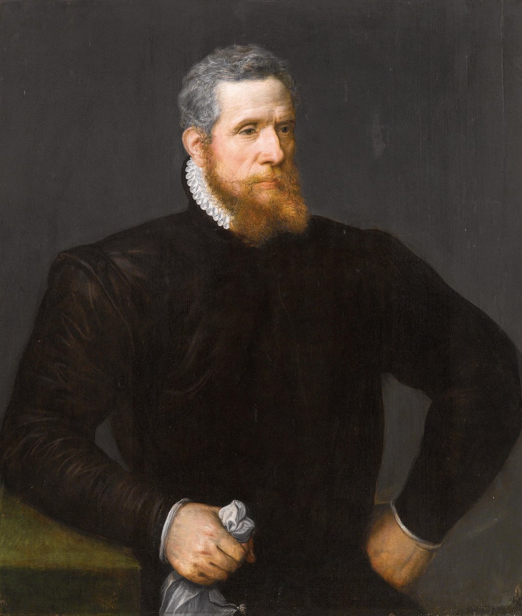Portrait of a Bearded Man in Black, Holding a Handkerchief by Frans Floris I